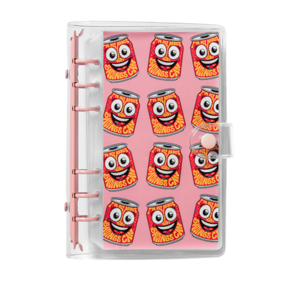 Planner cover with cartoon chicken wings design on a pink background